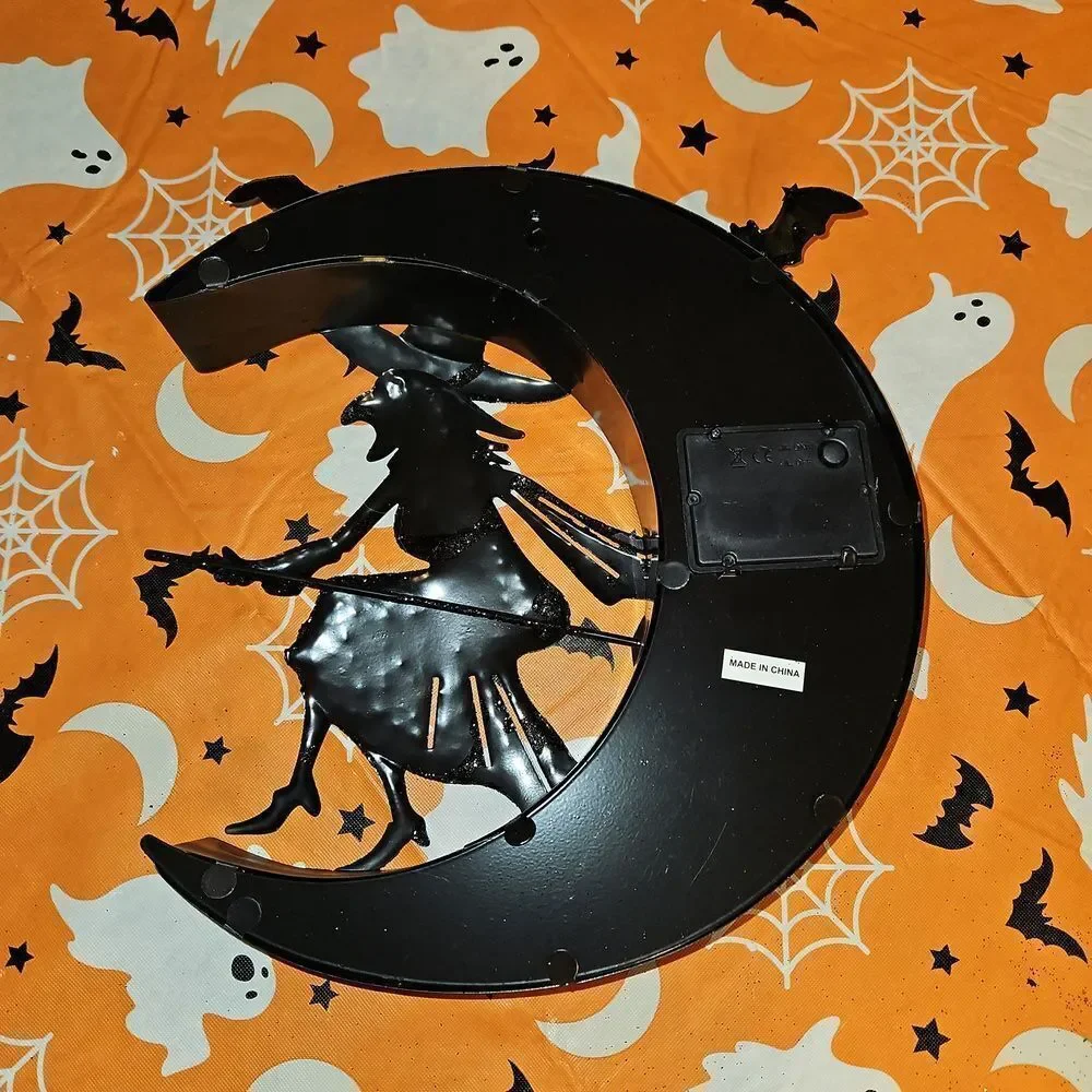 Glittery Black and Gold Witch Wall Decor